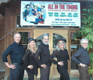 From left, the cast of Ojai Art Center Theater’s “All in the Timing”: Daniel Ruark, Anna Kotula, Steve Grumette (also director), Sherry Owen and Larry Swartz.